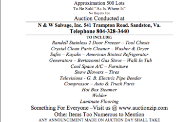 Wed Nov 14, 2018 N&W Salvage Auction