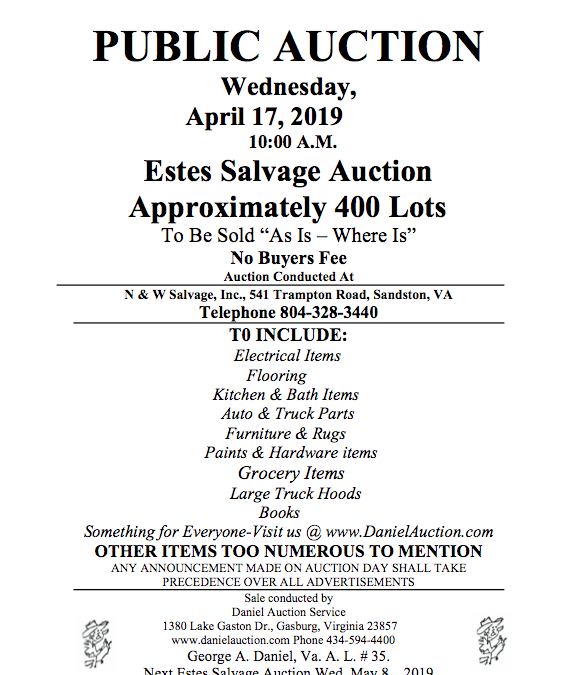 Wed Apr 17 2019 Estes Salvage Auction