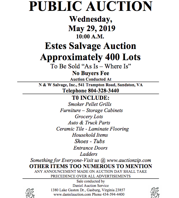 Wed May 29 2019 Estes Salvage Auction