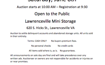 Sat June 8 2019 Storage Auction Lawrenceville VA