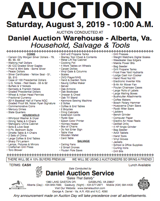 Sat August 3 2019 Estate Auction