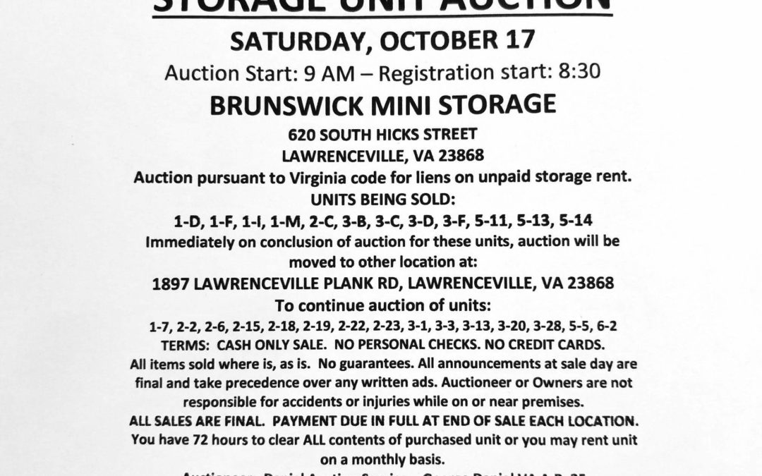 Storage Auction Handbill
