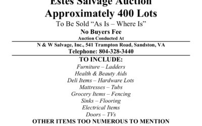 Wed June 30, 2021 | Estes Salvage Auction