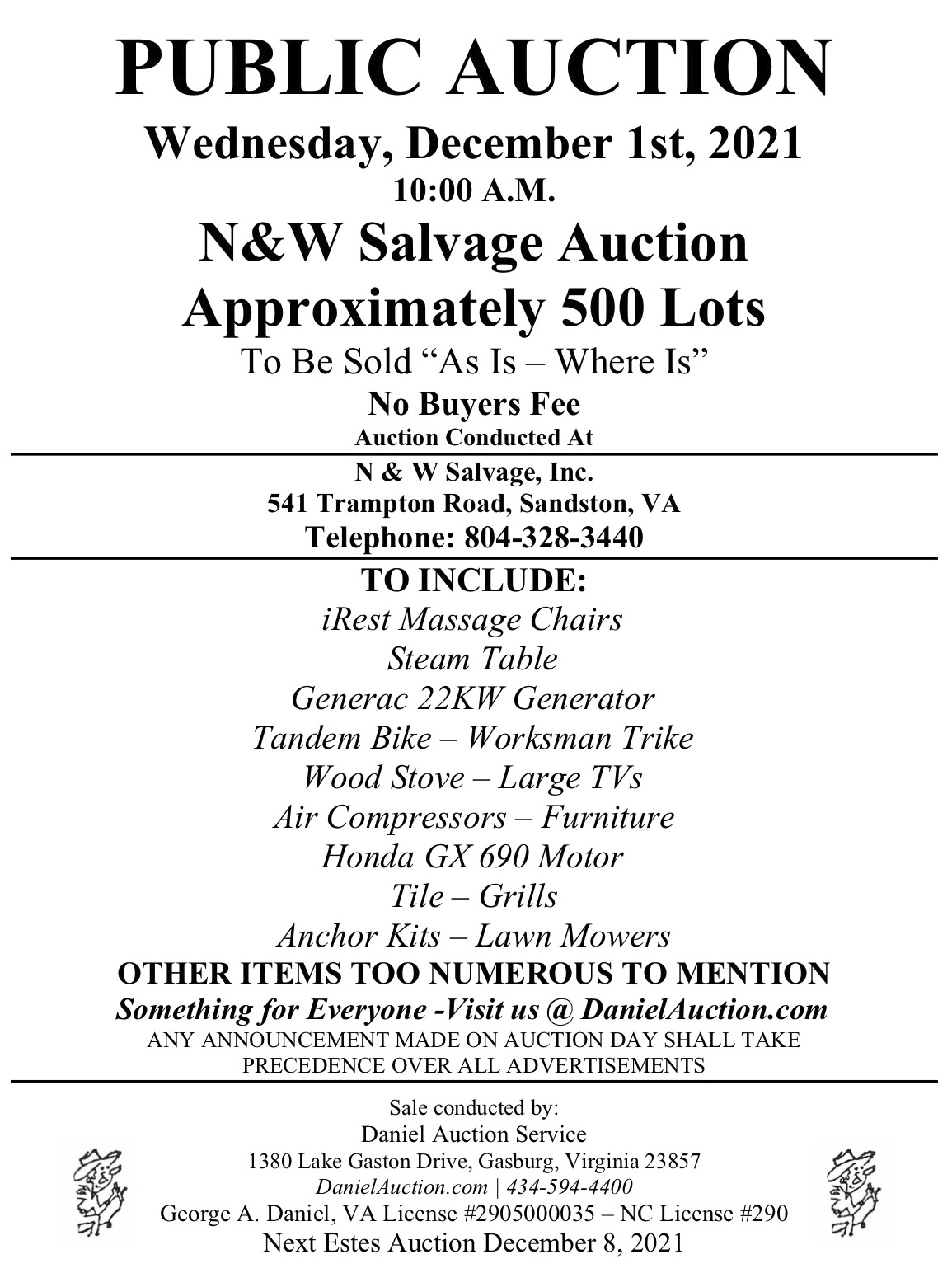 N&W Auction Handbill 12.1.21