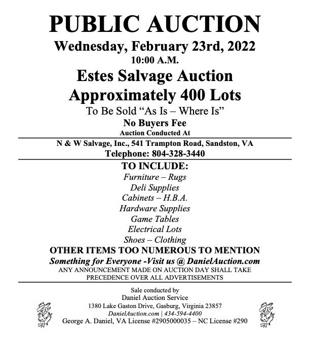 Daniel Auction Handbill 2.23.22