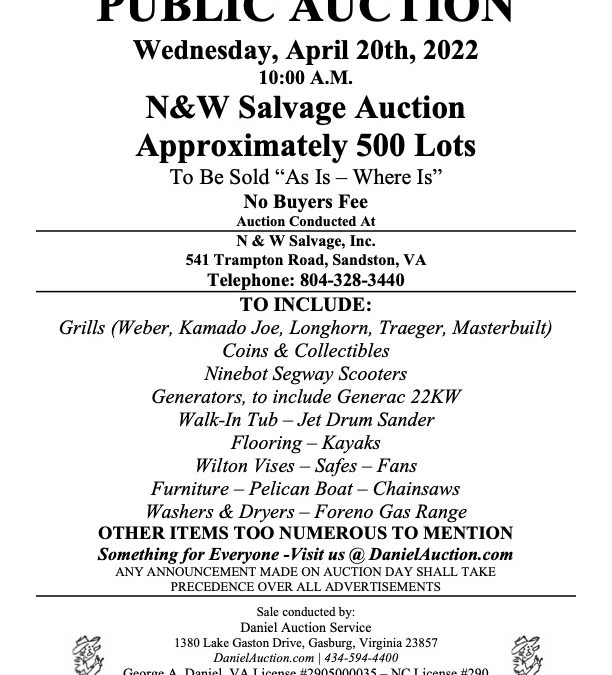 Wed. April 20, 2022 | N&W Salvage Auction  