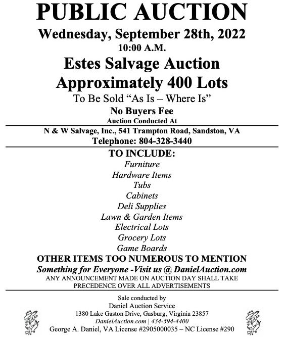  Wed. September 28, 2022 | Estes Salvage Auction    