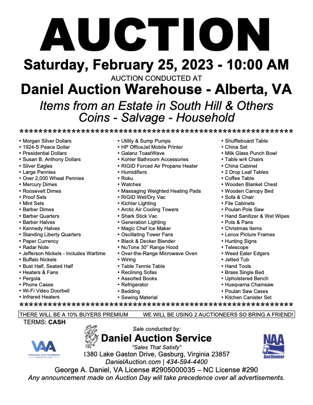 Daniel Auction Estate Sale 2.25.23