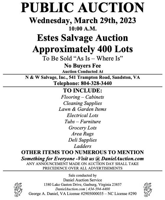 Wed. March 29, 2023 | Estes Express Lines Auction     