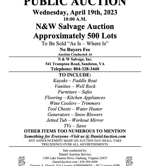 Wed. April 19, 2023 | N&W Salvage Auction     
