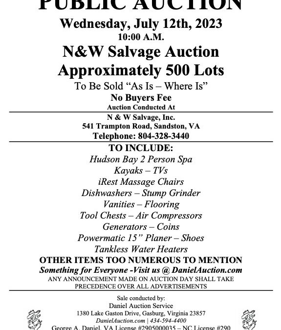 Daniel Auction Service | N&W Salvage Auction 7.12.23