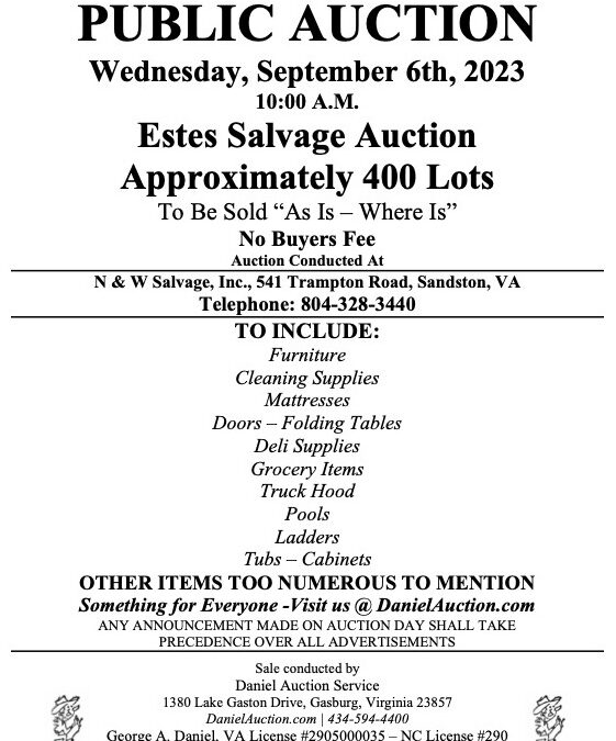 Wed. September 6, 2023 | Estes Express Lines Auction     