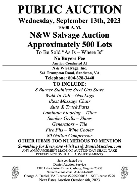 Daniel Auction Service | N&W Salvage Auction 9.13.23