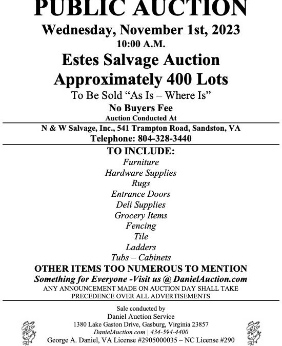 Wed. November 1, 2023 | Estes Express Lines Auction     