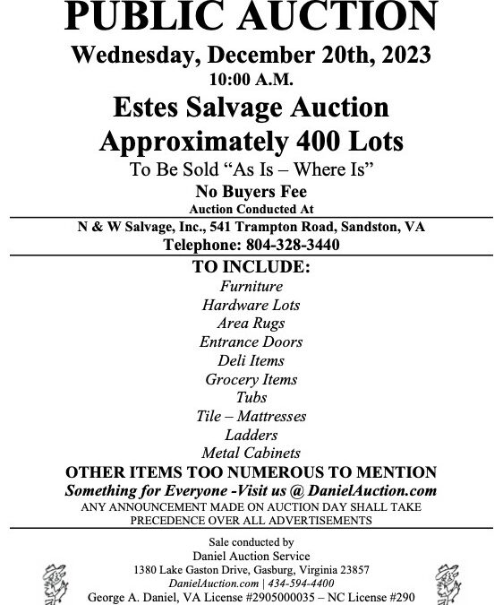 Wed. December 20, 2023 | Estes Express Lines Auction     