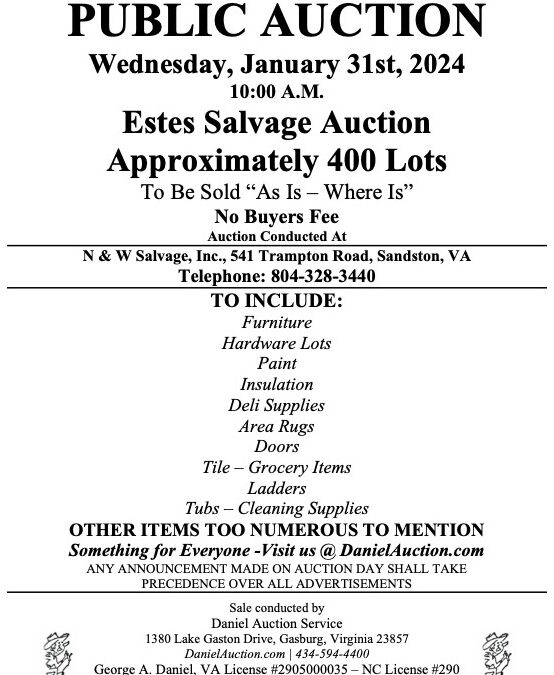 Wed. January 31, 2024 | Estes Express Lines Auction     