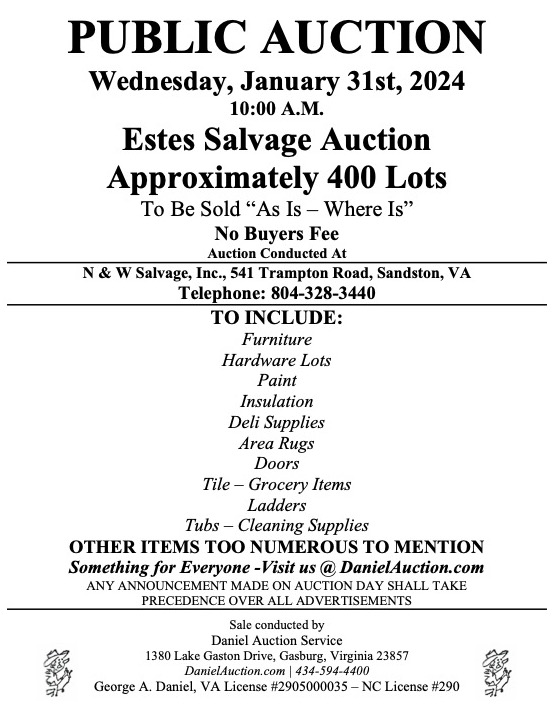 Daniel Auction | Estes Express Lines Auction 1.31.24
