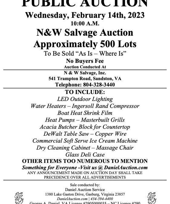 Wed. February 14, 2023 | N&W Salvage Auction
