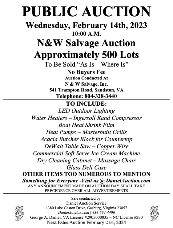 Daniel Auction Service | N&W Salvage Auction