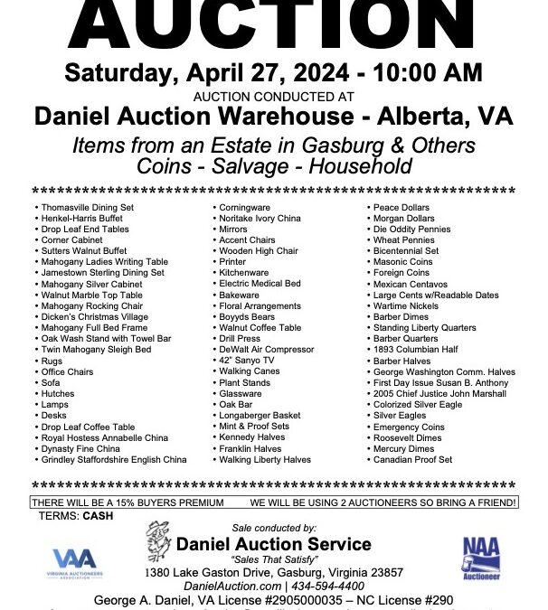 Saturday, April 27th, 2024 | Estate & Coin Auction
